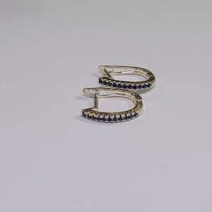 Argollas de Plata Italiana + Cristal Azul