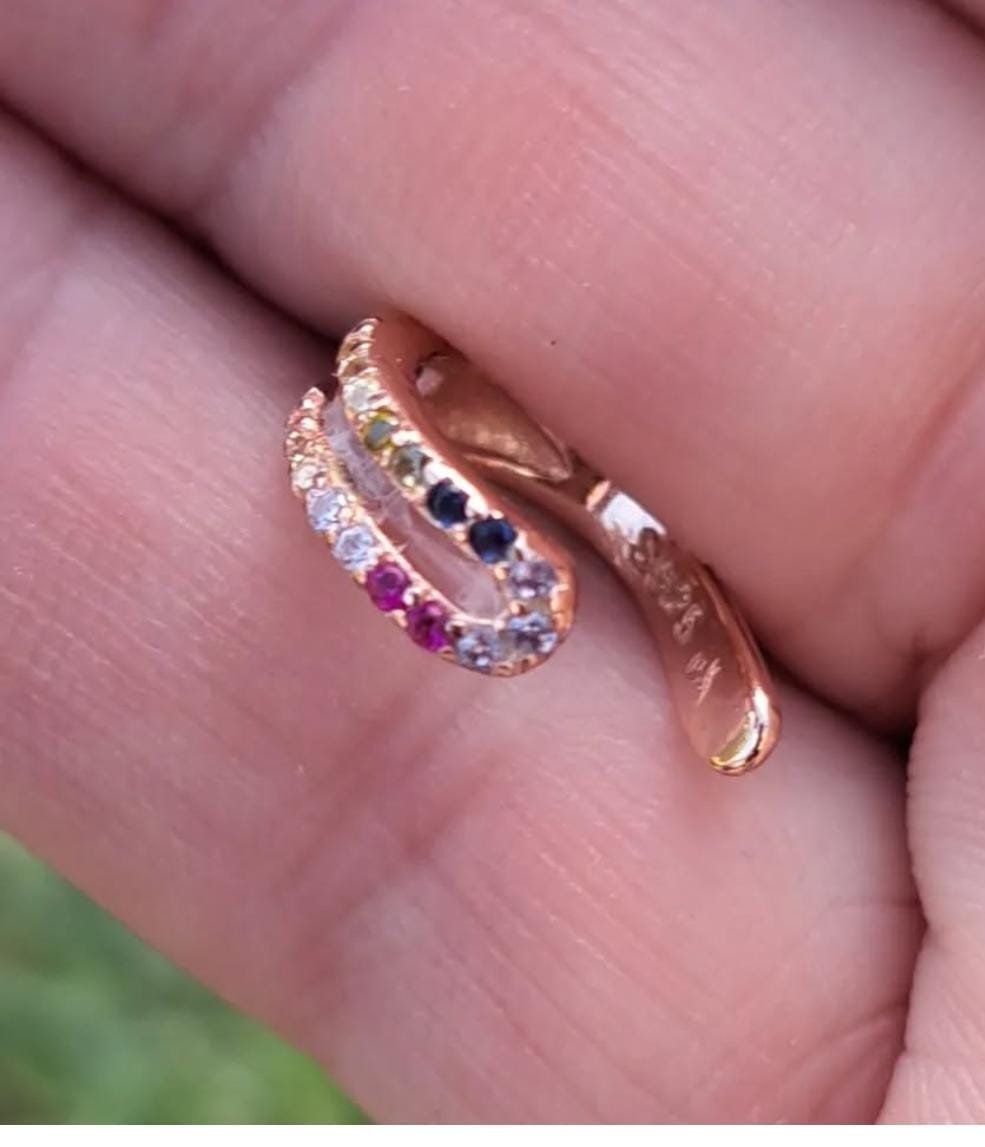 Miniaturas CUFF de plata bañado en oro rosado y cristales