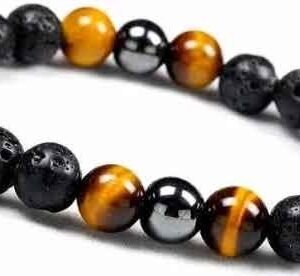 Pulsera Volcánica + Hematite Y Ojo De Tigre
