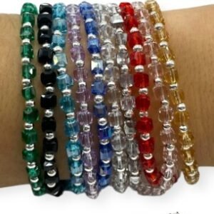 Pulseras en Cristal de Roca elaboras con tanza reforzada + bolitas de plata